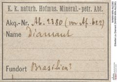 Etiketten zu Diamant (NHMW-MIN-Ab2380)